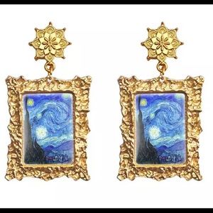 Starry Night Van Gogh Dangle Art Earrings